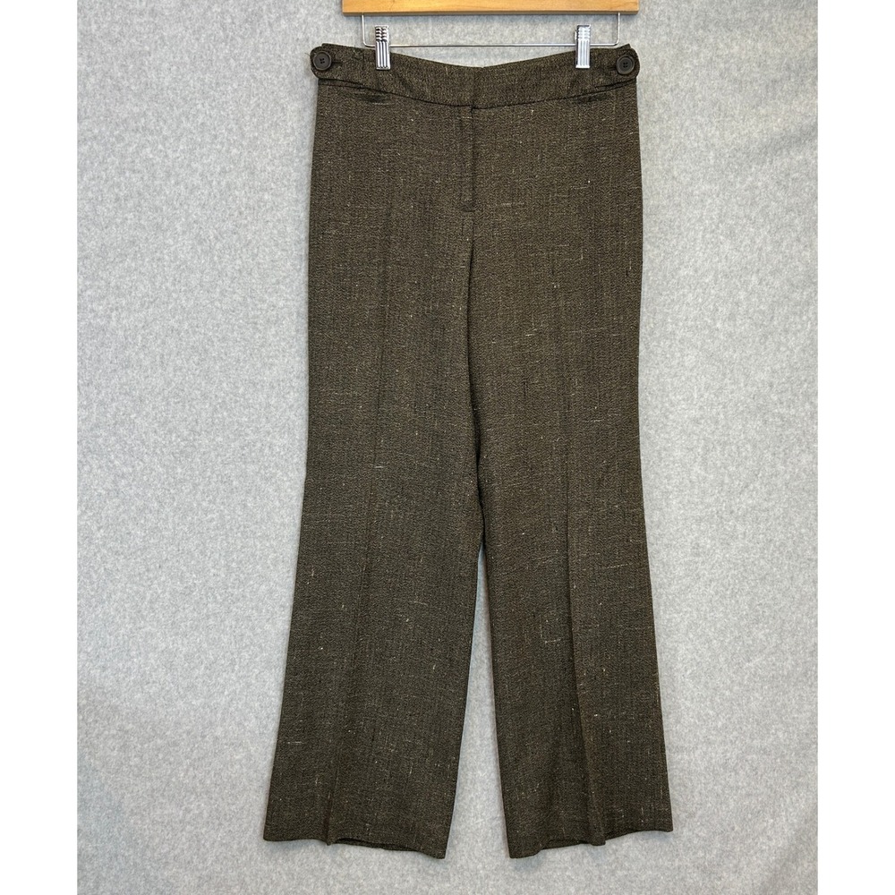 Ann Taylor LOFT Trousers Brown Tweed Laura Wide Leg Pants Office Size 6 Petite